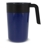 Caneca de parede dupla em aço inoxidável com capacidade de 400ml cor azul-escuro terceira vista