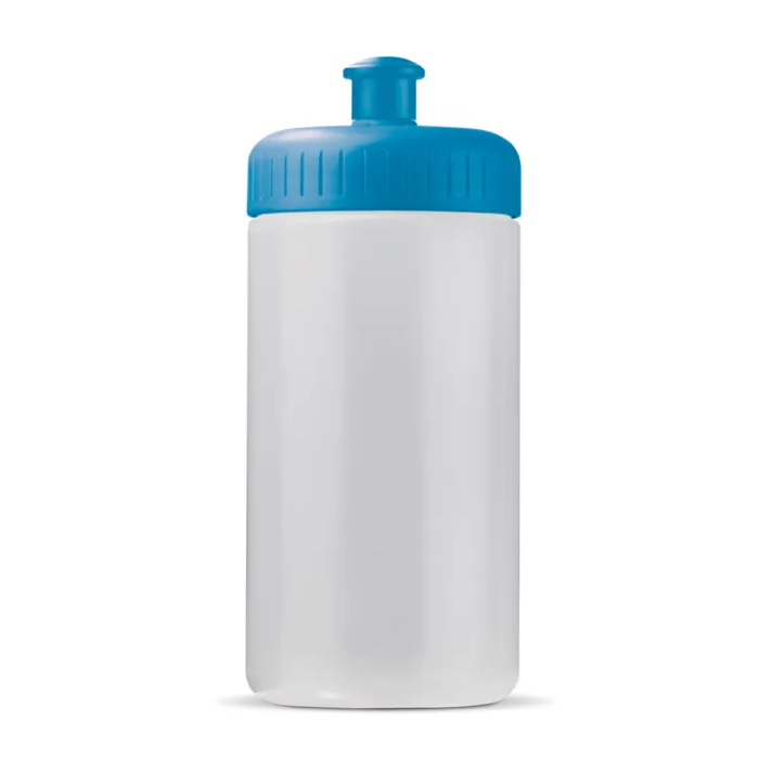 Bidão desportivo de bioplástico e livre de BPA feito na UE 500ml cor azul-claro transparente