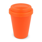 Copo take away de plástico reciclado em cores vivas 250ml cor cor-de-laranja