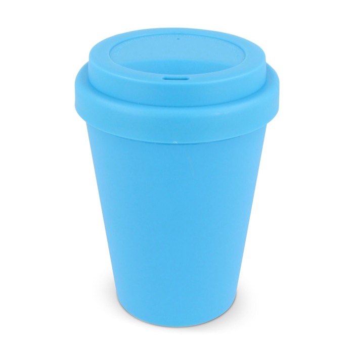 Copo take away de plástico reciclado em cores vivas 250ml cor azul-claro