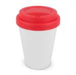 Copo take away de plástico reciclado com tampa em cores vivas 250ml cor vermelho