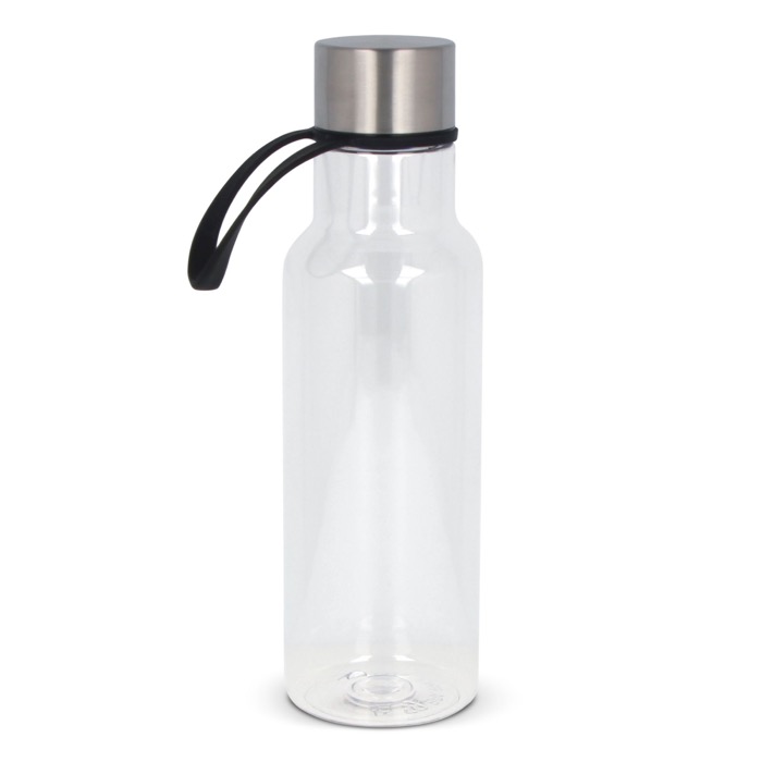 Garrafa de RPET transparente com asa de transporte de borracha 600ml cor preto