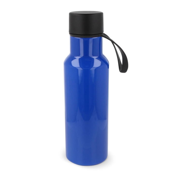 Garrafa de RPET colorida com asa de transporte de borracha 600ml cor azul