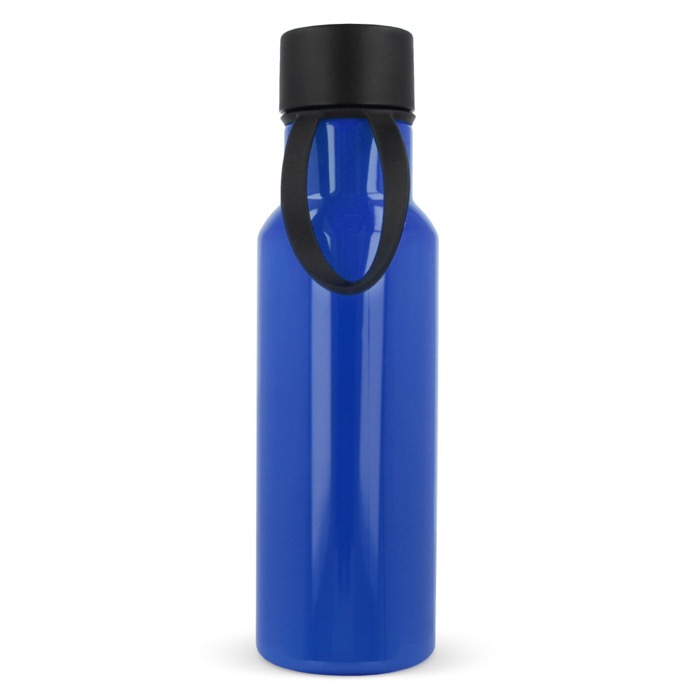 Garrafa de RPET colorida com asa de transporte de borracha 600ml cor azul terceira vista