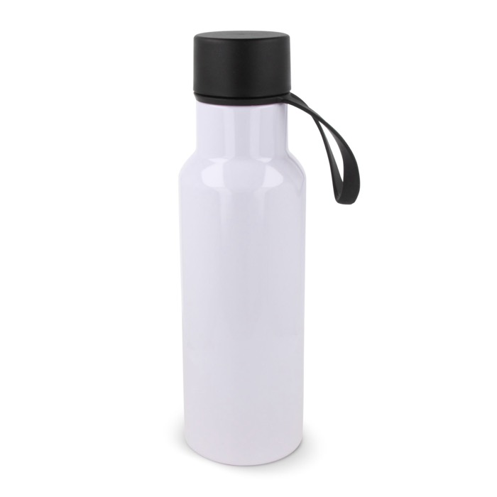 Garrafa de RPET colorida com asa de transporte de borracha 600ml cor branco