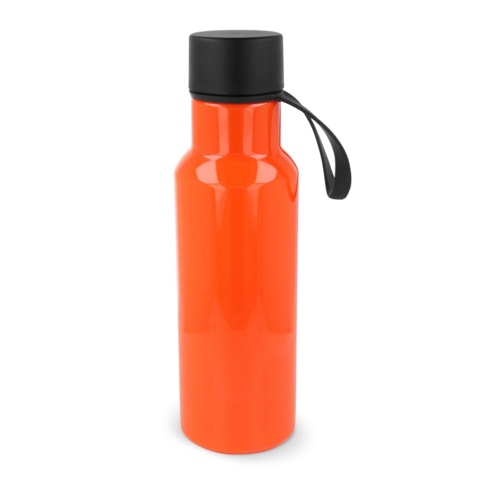 Garrafa de RPET colorida com asa de transporte de borracha 600ml cor cor-de-laranja