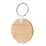 Porta-chaves circular de bambu para personalizar Ø45mm cor natural