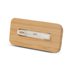 Porta-etiquetas promocional de bambu com fivela de agulha Bamboo cor natural segunda vista