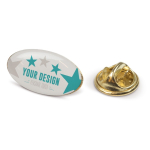 Pin publicitário oval de metal dourado 20x12mm cor dourado