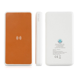 Bateria externa sem fios com couro reciclado 8.000 mAh cor castanho-claro