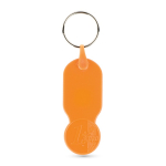 Porta-chaves de plástico com moeda de 1 euro e capa personalizável cor cor-de-laranja