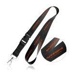 Lanyard de poliéster de 2 cm com tip top e mosquetão metálico cor preto