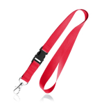 Lanyard de poliéster de 2 cm com tip top e mosquetão metálico cor vermelho