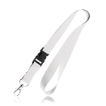 Lanyard de poliéster de 2 cm com tip top e mosquetão metálico cor branco