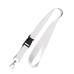 Lanyard de poliéster de 2 cm com tip top e mosquetão metálico cor branco