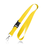 Lanyard de poliéster de 2 cm com tip top e mosquetão metálico cor amarelo