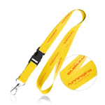 Lanyard de poliéster de 2 cm com tip top e mosquetão metálico cor amarelo