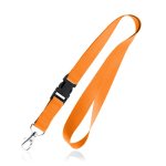 Lanyard de poliéster de 2 cm com tip top e mosquetão metálico cor cor-de-laranja