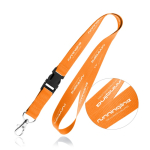 Lanyard de poliéster de 2 cm com tip top e mosquetão metálico cor cor-de-laranja