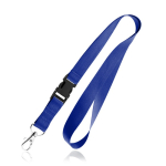 Lanyard de poliéster de 2 cm com tip top e mosquetão metálico cor azul-marinho