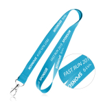 Lanyard personalizado barato de 2 cm com fecho mosquetão BasicStyle cor azul-claro