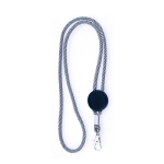 Lanyard com logo tubular de poliéster ajustável e mosquetão de 3 cm cor branco