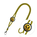 Lanyard com logo tubular de poliéster ajustável e mosquetão de 3 cm cor amarelo