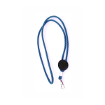 Lanyard com logo tubular de poliéster ajustável e mosquetão de 3 cm cor azul-claro