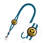 Lanyard com logo tubular de poliéster ajustável e mosquetão de 3 cm cor azul-claro