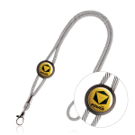 Lanyard com logo tubular de poliéster ajustável e mosquetão de 3 cm