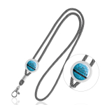 Lanyard promocional moderno tubular de poliéster com mosquetão de 3 cm cor preto