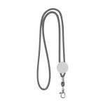 Lanyard promocional moderno tubular de poliéster com mosquetão de 3 cm cor preto