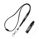 Lanyard tubular de poliéster com mosquetão e fecho de segurança cor preto