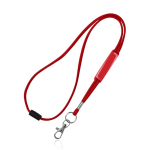 Lanyard tubular de poliéster com mosquetão e fecho de segurança cor vermelho