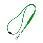 Lanyard tubular de poliéster com mosquetão e fecho de segurança cor verde