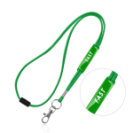 Lanyard tubular de poliéster com mosquetão e fecho de segurança cor verde