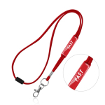 Lanyard tubular de poliéster com mosquetão e fecho de segurança