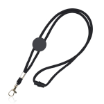 Lanyard personalizado tubular regulável de poliéster com mosquetão 3cm cor preto