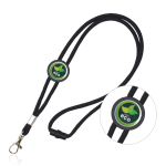 Lanyard personalizado tubular regulável de poliéster com mosquetão 3cm cor preto