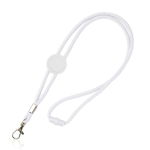 Lanyard personalizado tubular regulável de poliéster com mosquetão 3cm cor branco