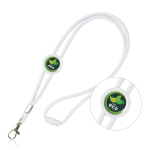 Lanyard personalizado tubular regulável de poliéster com mosquetão 3cm cor branco