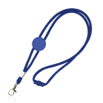 Lanyard personalizado tubular regulável de poliéster com mosquetão 3cm cor azul real