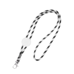 Lanyard tubular de poliéster com design de riscas coloridas cor preto