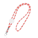 Lanyard tubular de poliéster com design de riscas coloridas cor vermelho