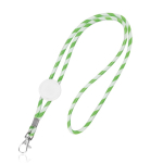 Lanyard tubular de poliéster com design de riscas coloridas cor verde-claro