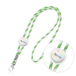 Lanyard tubular de poliéster com design de riscas coloridas cor verde-claro