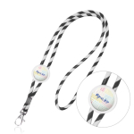 Lanyard tubular de poliéster com design de riscas coloridas