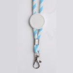 Lanyard tubular de poliéster com design de riscas coloridas