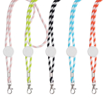 Lanyard tubular de poliéster com design de riscas coloridas