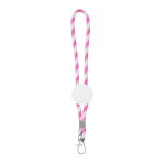 Porta-chaves alongado tipo lanyard que é ajustável e possui mosquetão cor cor-de-rosa